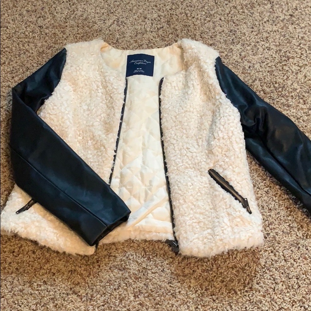Faux leather and fur jacket